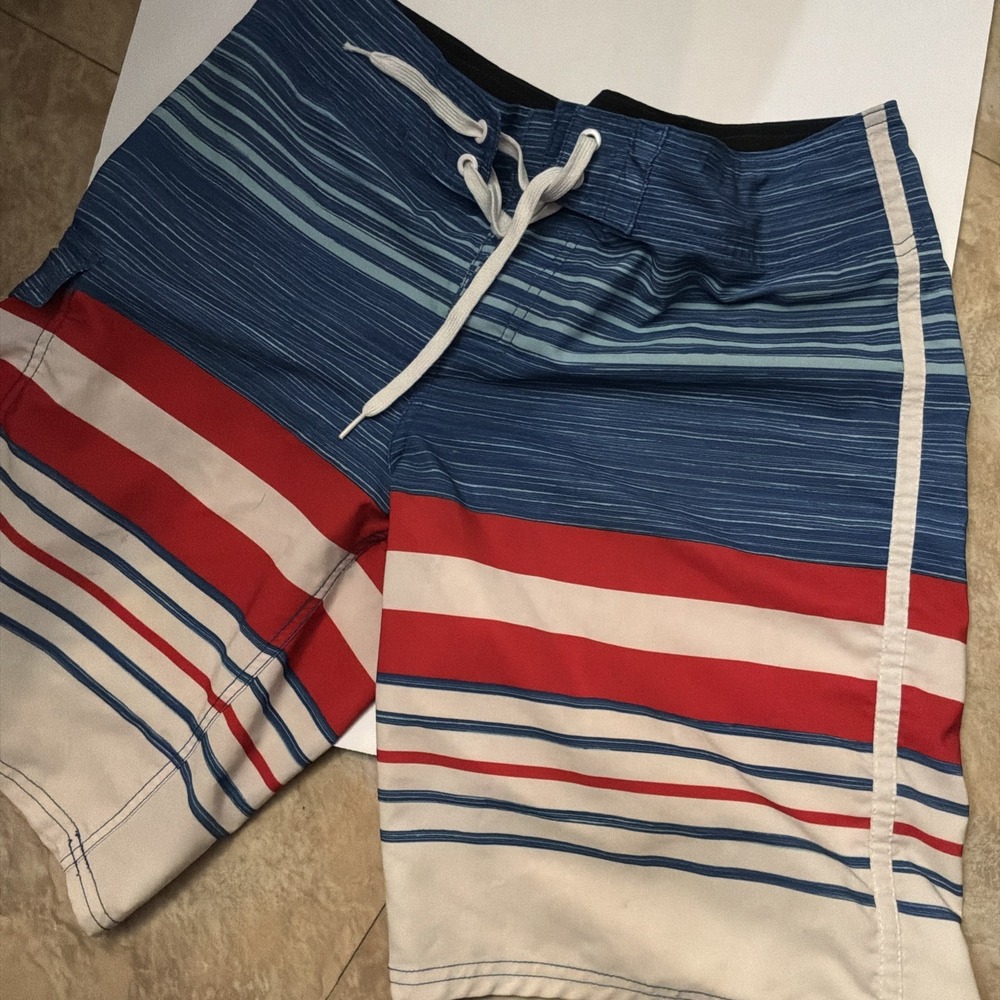 Vintage‎ Mossimo Supply Co. Swim Trunks Mens Large 34 Board Shorts Y2K Patriotic